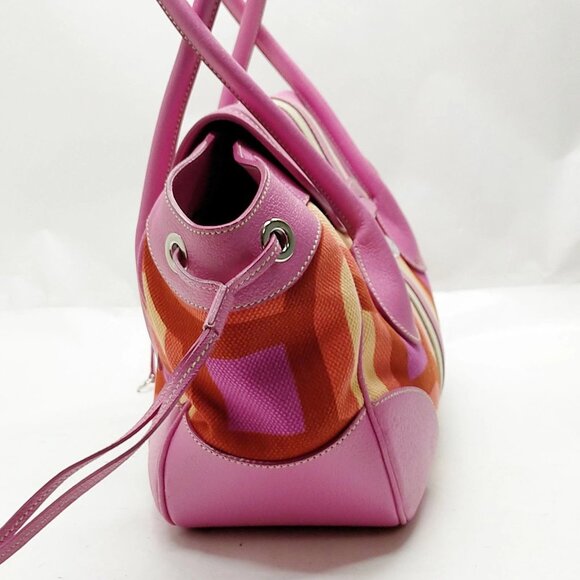 Authentic Prada Pink Canvas Hand Bag mon715-110525 - Picture 4 of 16